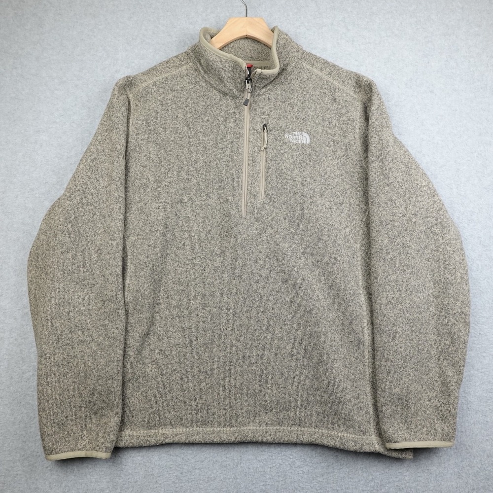 The North Face Sweater Men's XL Tan Fleece Quarter Zip Outdoor Hiking Gorpcore
